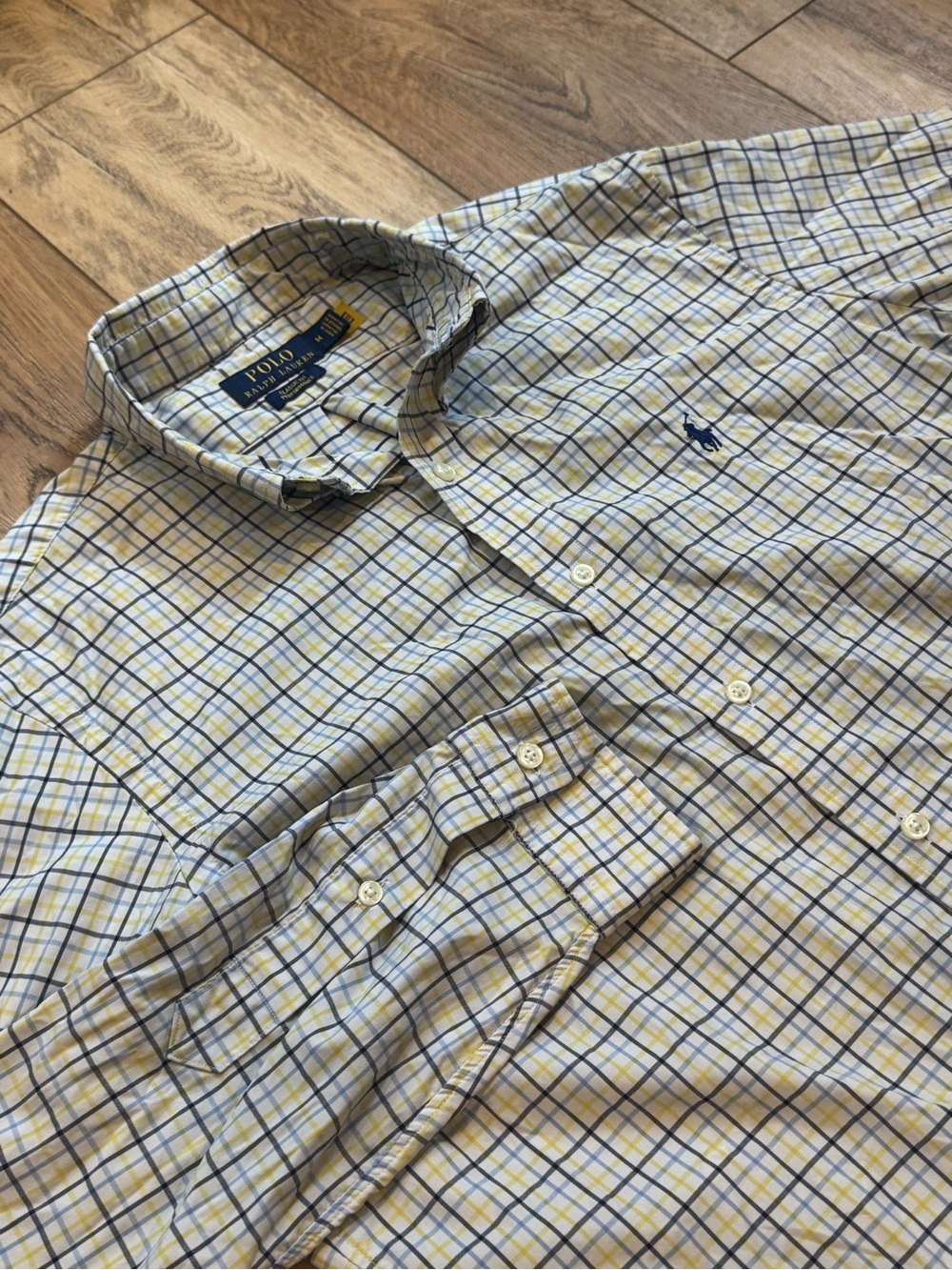 Polo Ralph Lauren Performance Men’s Yellow and Blue Plaid Button-Down Shirt